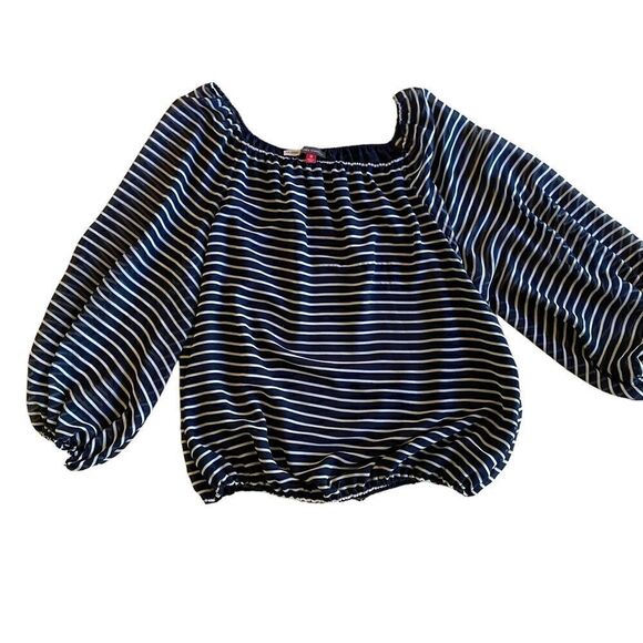 EUC Vincent Camuto Navy Striped Billowy Blouse - Picture 1 of 5